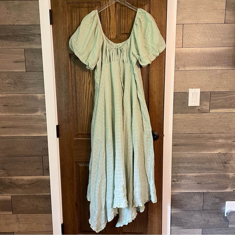 Free People On My Level Boho Flowy Maxi Dress Sage Green, Cottagecore Large